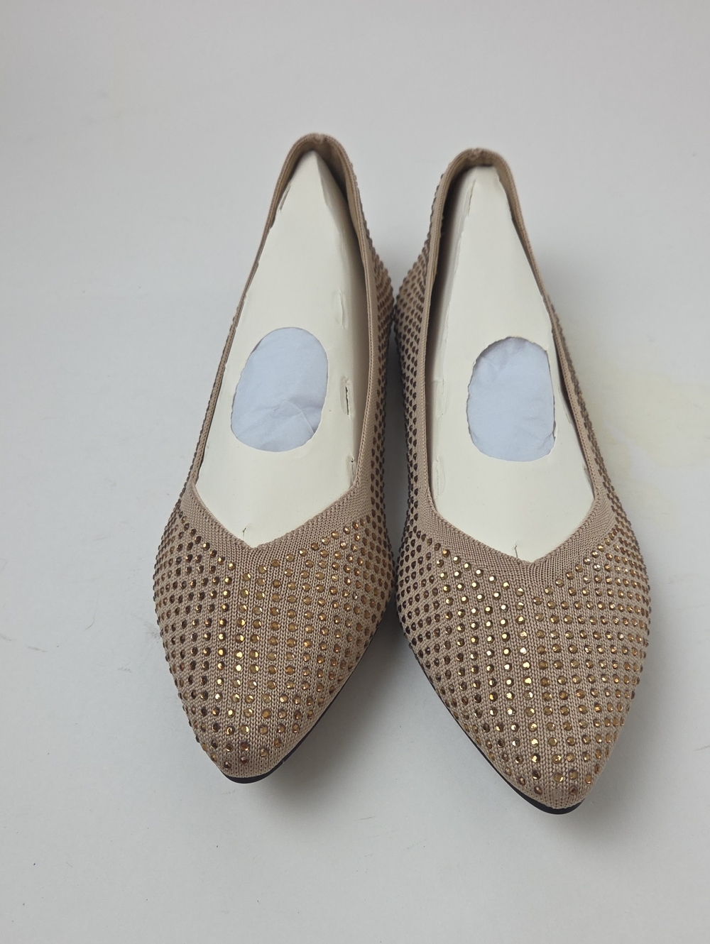 Mia Elegant Taupe Studded Women's Flats Size 6